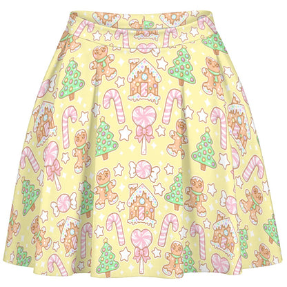 Kawaii Christmas Skater Skirt (Vanilla Cream)
