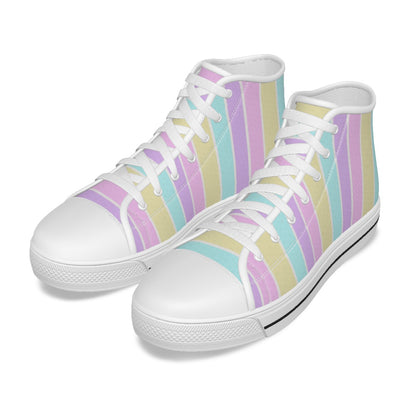 Pastel Stripes Women's High Top Cutie Canvas Shoes