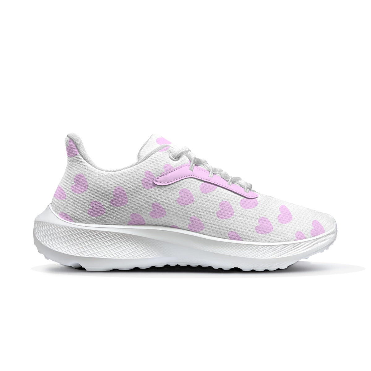 Sweet Love Hearts Women's Road Running Shoes (Pink x White)
