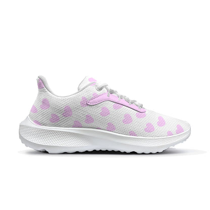 Sweet Love Hearts Women's Road Running Shoes (Pink x White)