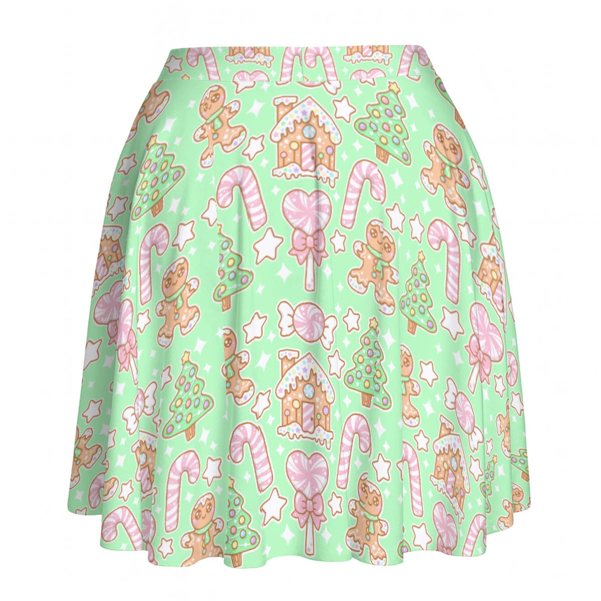 Kawaii Christmas Skater Skirt (Candy Mint Delight)