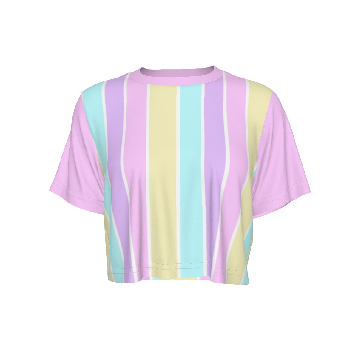 Pastel Stripes Pink Crop Top T-Shirt