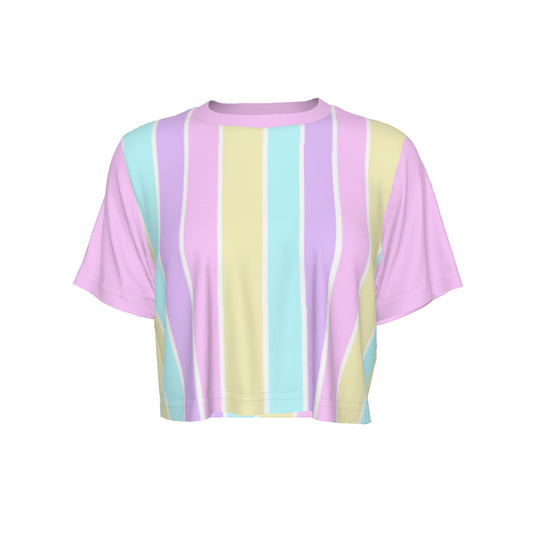 Pastel Stripes Pink Crop Top T-Shirt