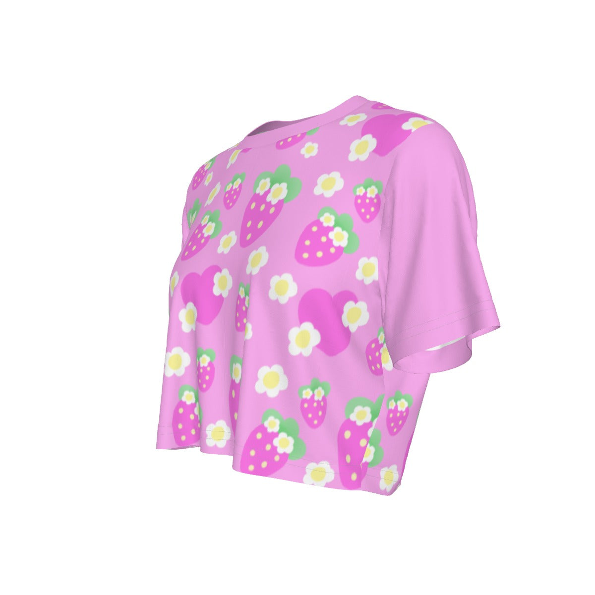 Strawberry Cutie Crop Top T-Shirt (Fruity Berry Pink)
