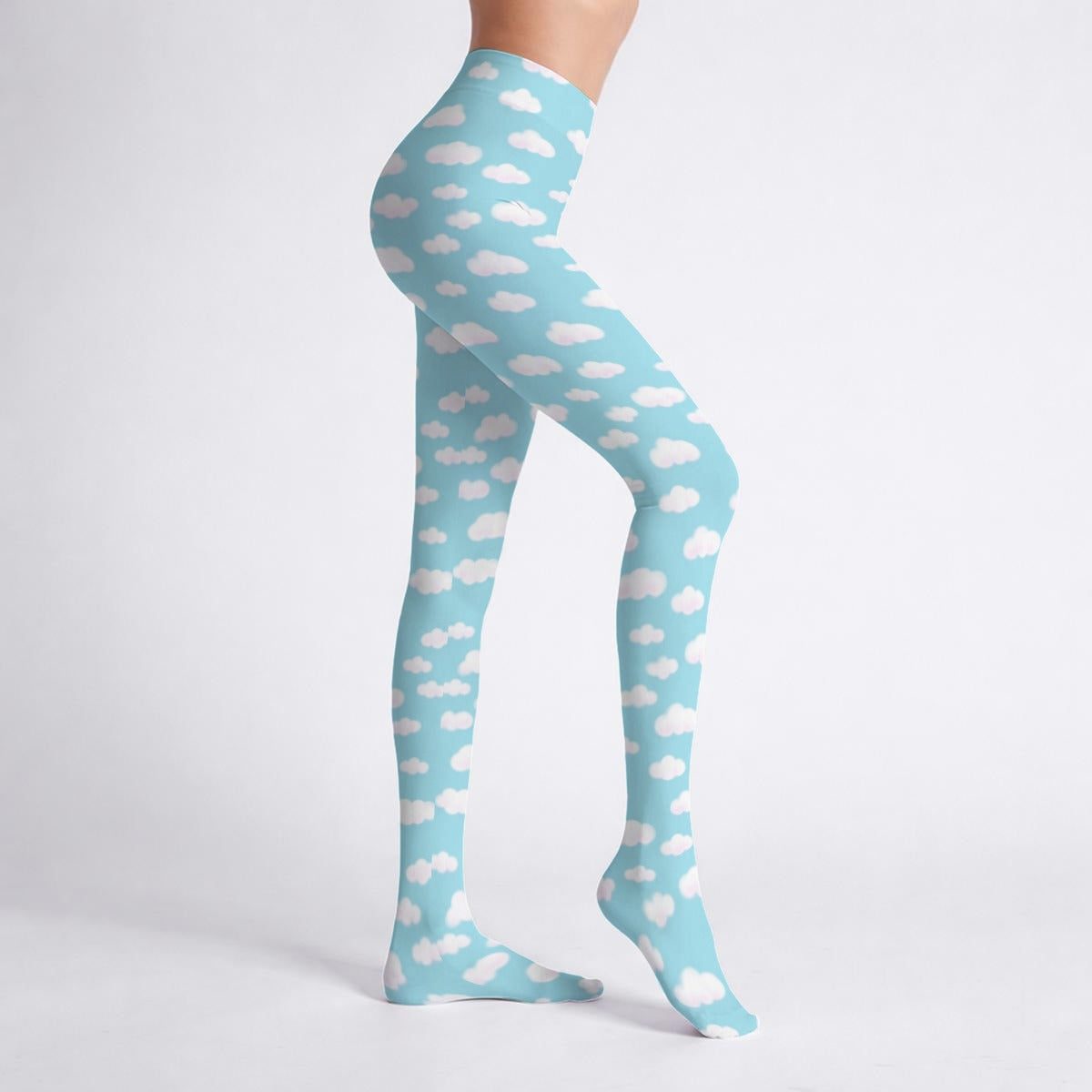 Dreamy Clouds Stretchy Tights (Sky Blue)