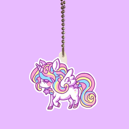 Rainbow Stardust Unicorn Acrylic Keychain Single Sided (3 inches)