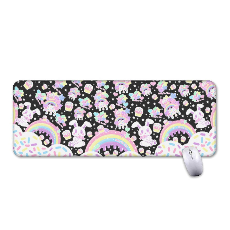 kawaii gamming mouse pad rainbows candy sweets cupcake bunny desk mat cute cutecore