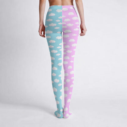 Dreamy Clouds Stretchy Tights (Taffy Pink x Sky Blue)