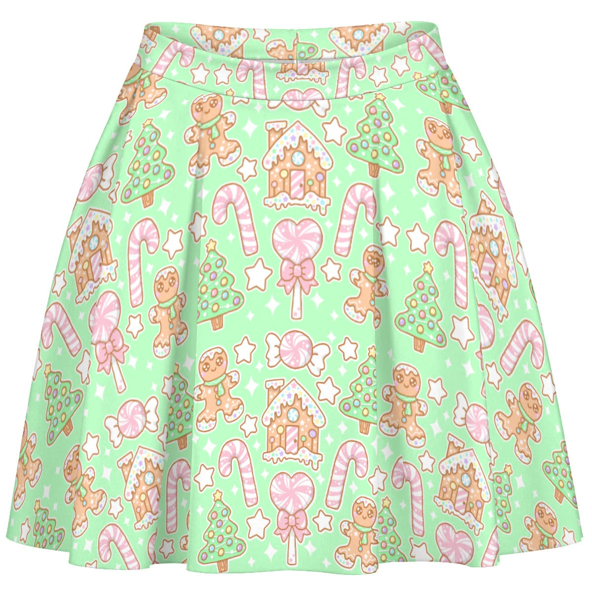 Kawaii Christmas Skater Skirt (Candy Mint Delight)