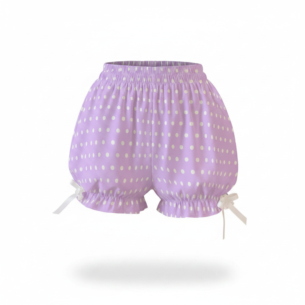 Cute Polka Dots Bloomer Shorts (Fairy Kei Yume Kawaii Pastel Purple)