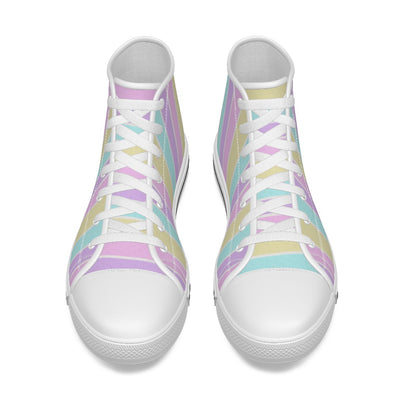 Pastel Stripes Women's High Top Cutie Canvas Shoes