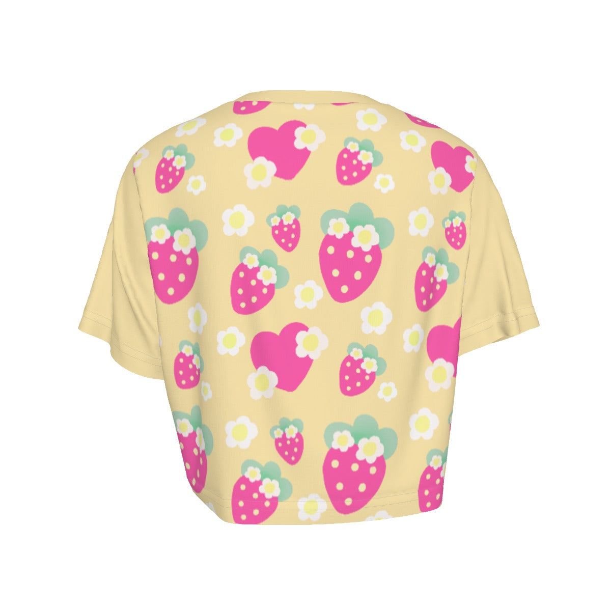 Strawberry Cutie Crop Top T-Shirt (Fruity Berry Yellow)