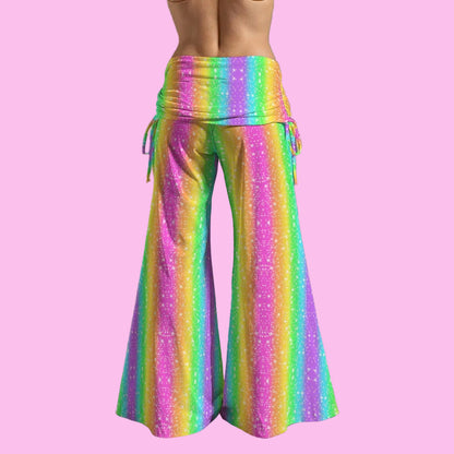 Rainbow Wonderland Women's High Waist Wide Leg Boho Palazzo Pants