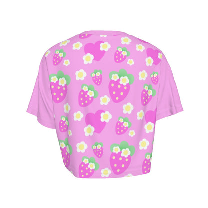 Strawberry Cutie Crop Top T-Shirt (Fruity Berry Pink)