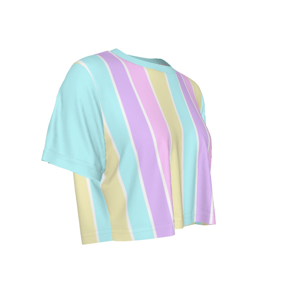 Pastel Stripes Blue Crop Top T-Shirt