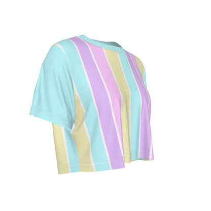 Pastel Stripes Blue Crop Top T-Shirt