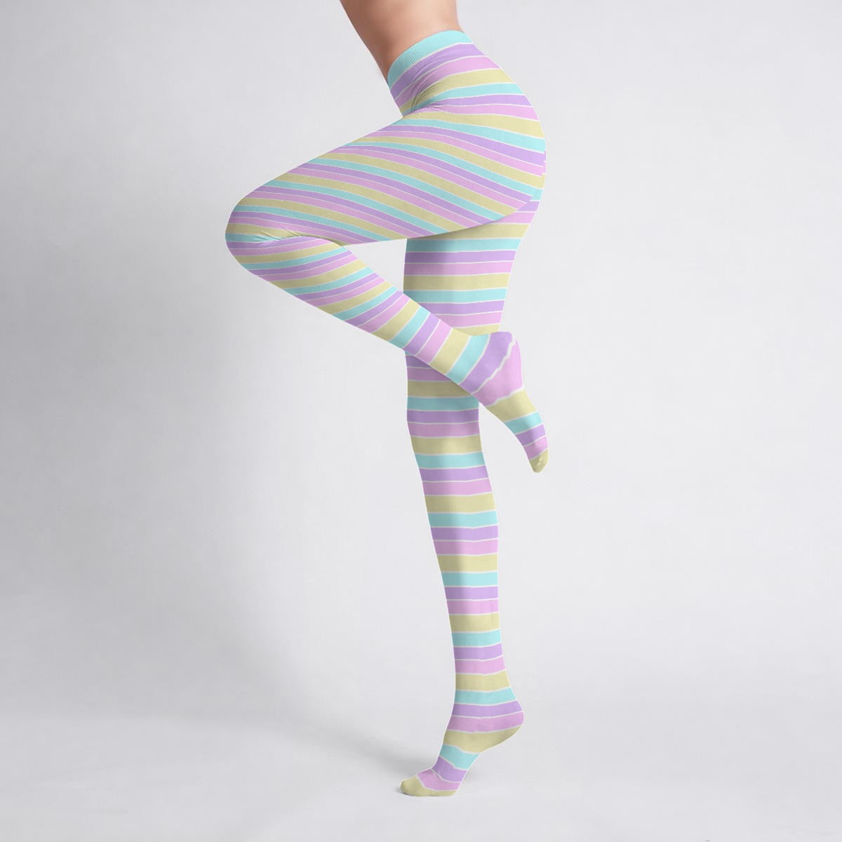 Pastel Stripes Stretchy Tights