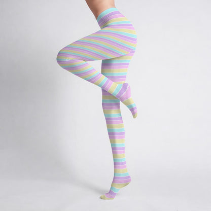 Pastel Stripes Stretchy Tights