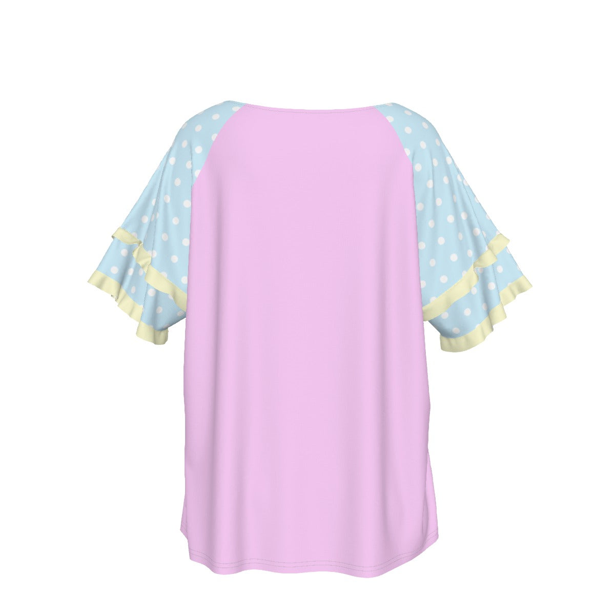 Wishing Bunny Pink Round Neck Raglan Sleeve Ruffle Frill T-Shirt