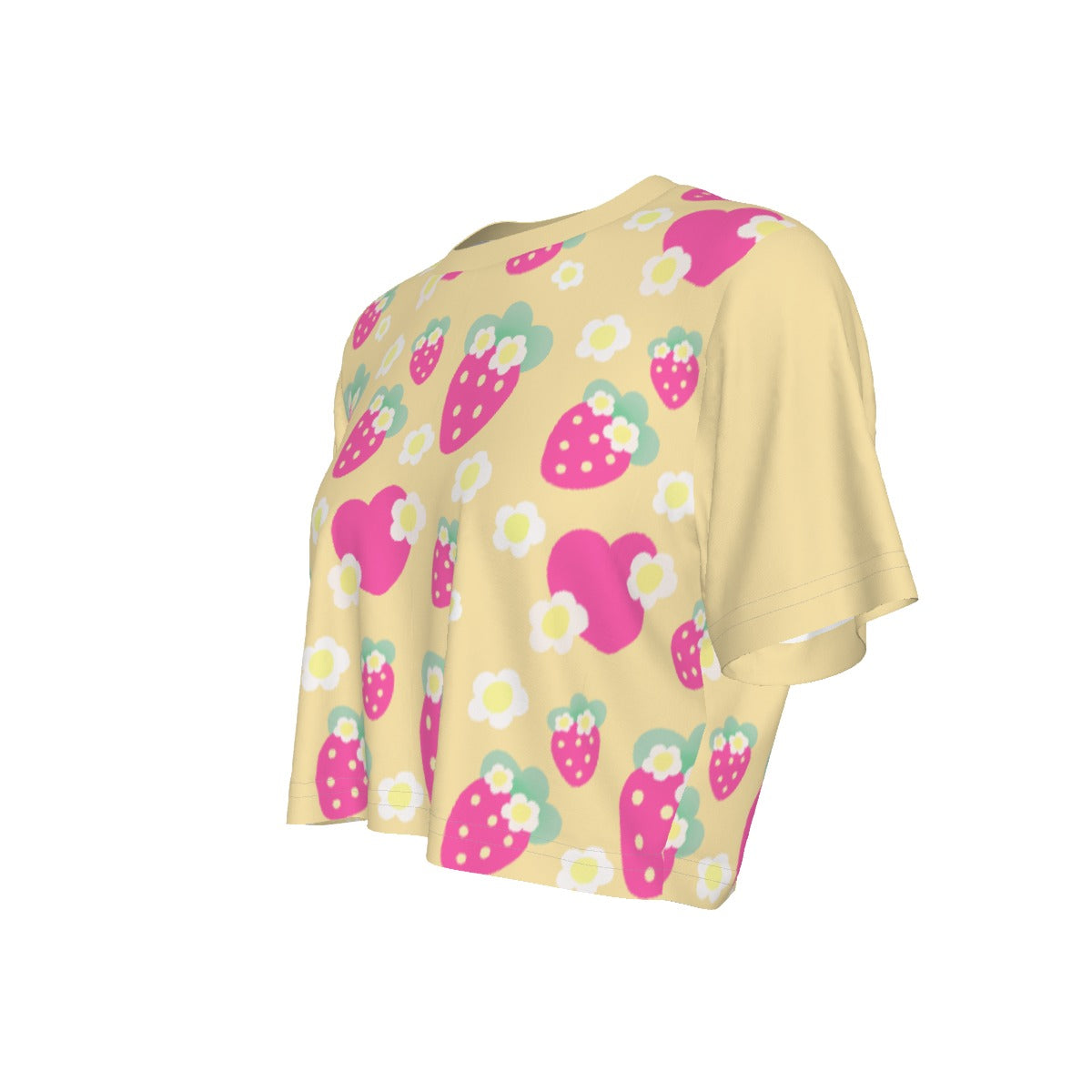 Strawberry Cutie Crop Top T-Shirt (Fruity Berry Yellow)