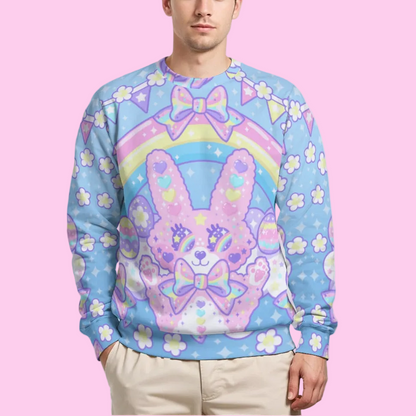 Magical Rainbow Easter Bunny Unisex Heavy Fleece Sweatshirt
