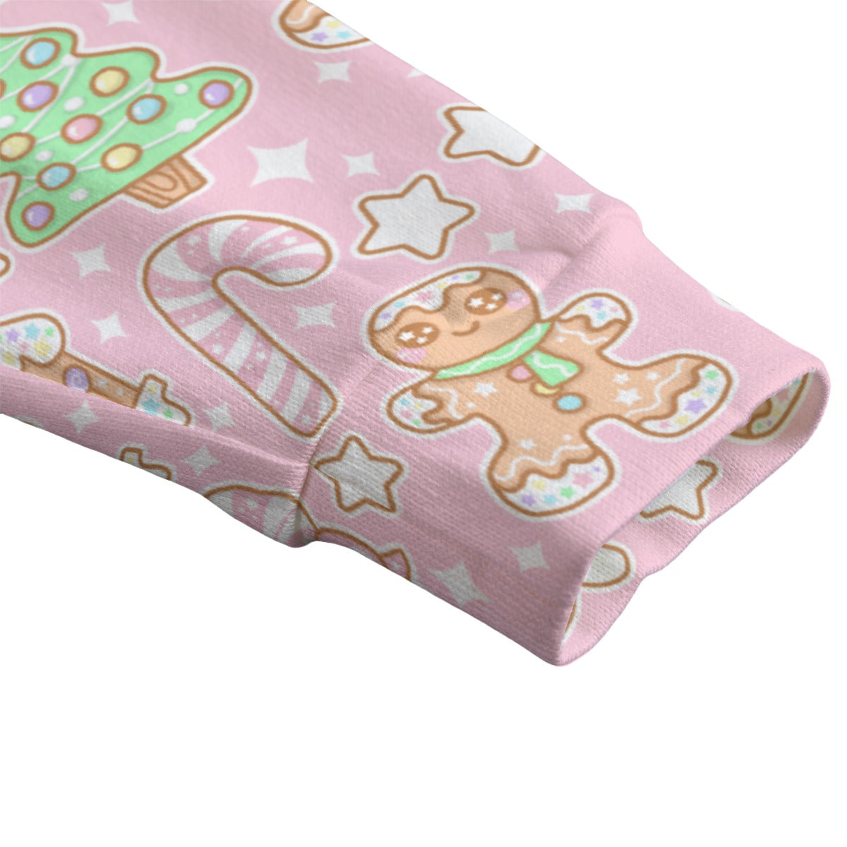 Kawaii Christmas Unisex V-Neck Knitted Fleece Button Up Cardigan With Pockets (Strawberry Cream)