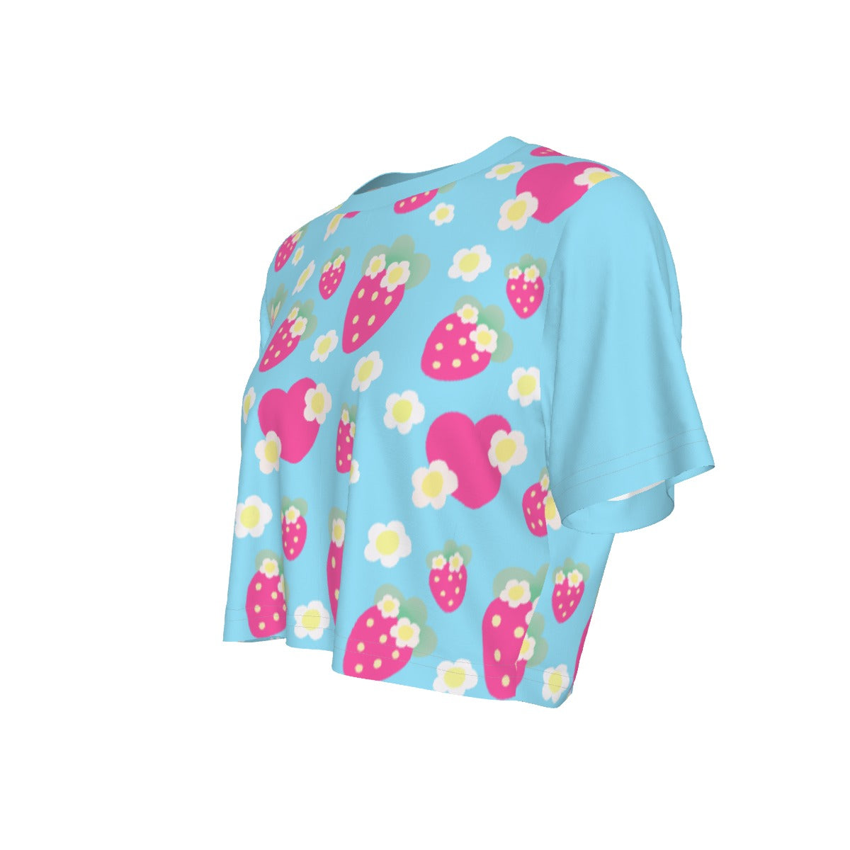 Strawberry Cutie Crop Top T-Shirt (Fruity Berry Blue)
