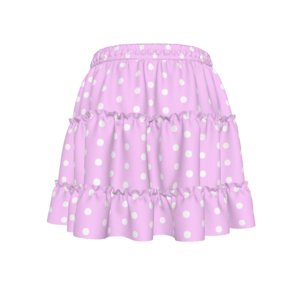 Cutie Polka Dots Pink Waist Tie Tiered Ruffle Mini Skirt
