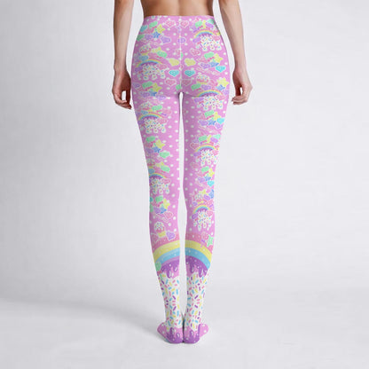 Rainbow Sweets Stretchy Tights (Cute Polka Dots Pink)