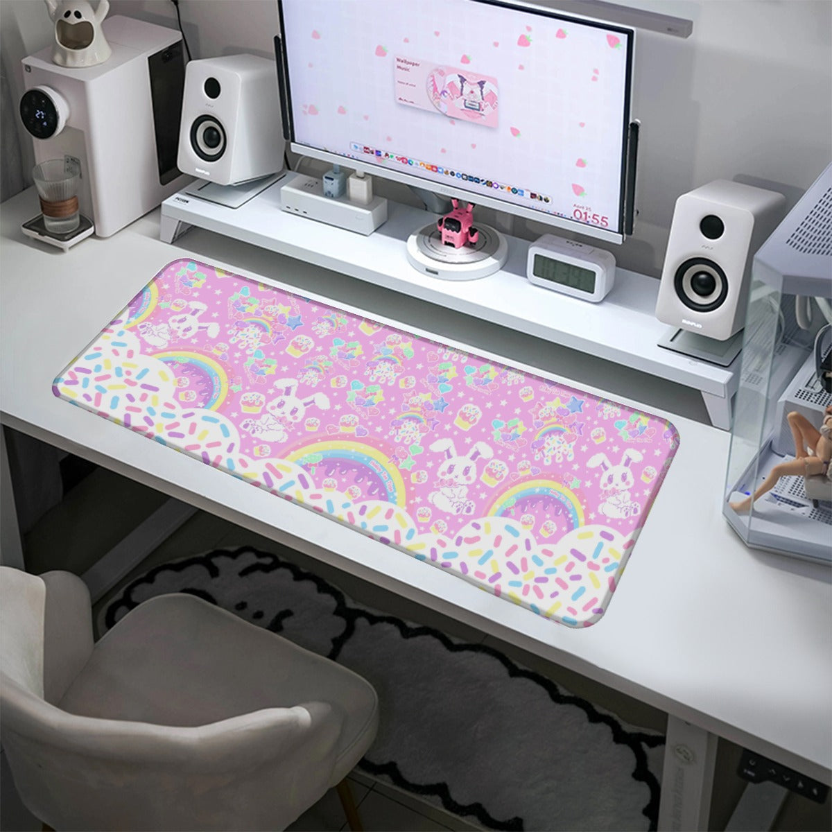 kawaii gamming mouse pad rainbows candy sweets cupcake bunny desk mat cute cutecore