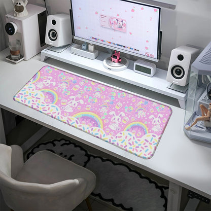 kawaii gamming mouse pad rainbows candy sweets cupcake bunny desk mat cute cutecore