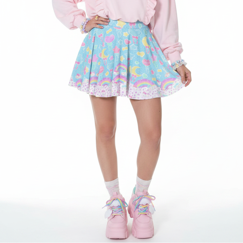 Pastel Party Blue Skater Skirt