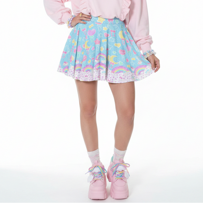 Pastel Party Blue Skater Skirt