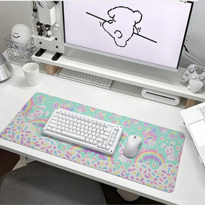 kawaii gamming mouse pad rainbows candy sweets cupcake bunny desk mat cute cutecore