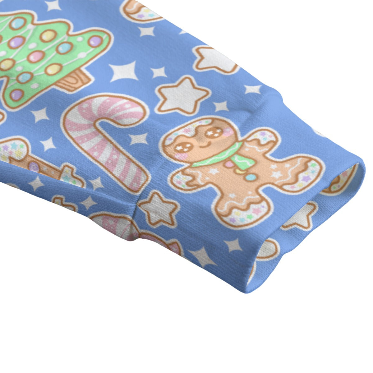 Kawaii Christmas Unisex V-Neck Knitted Fleece Button Up Cardigan With Pockets (Blueberry Candy)