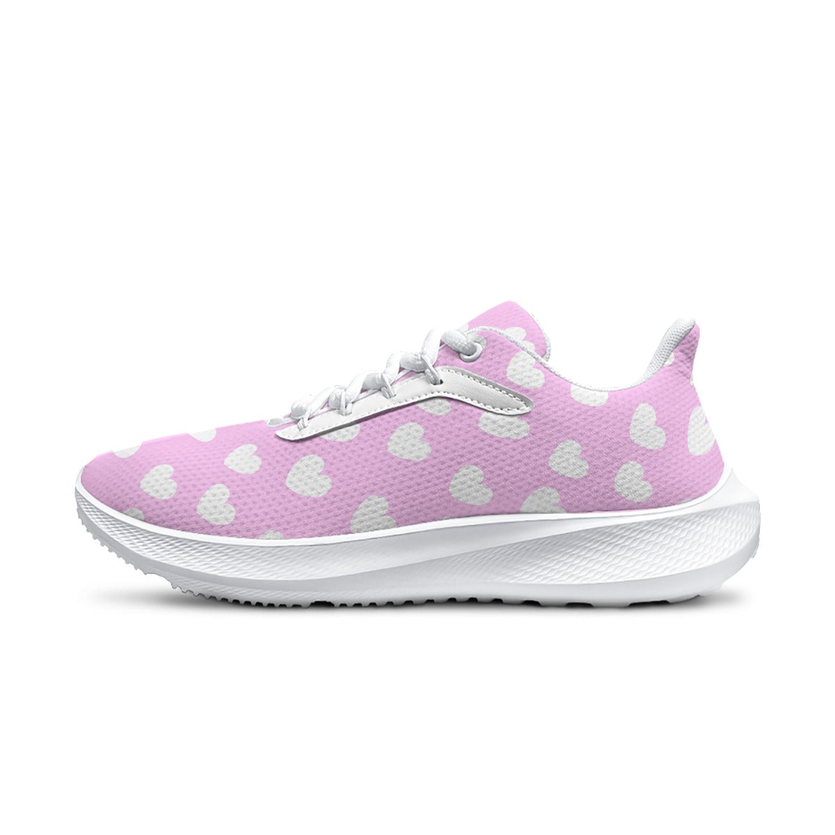Sweet Love Hearts Women's Road Running Shoes (White x Pink)