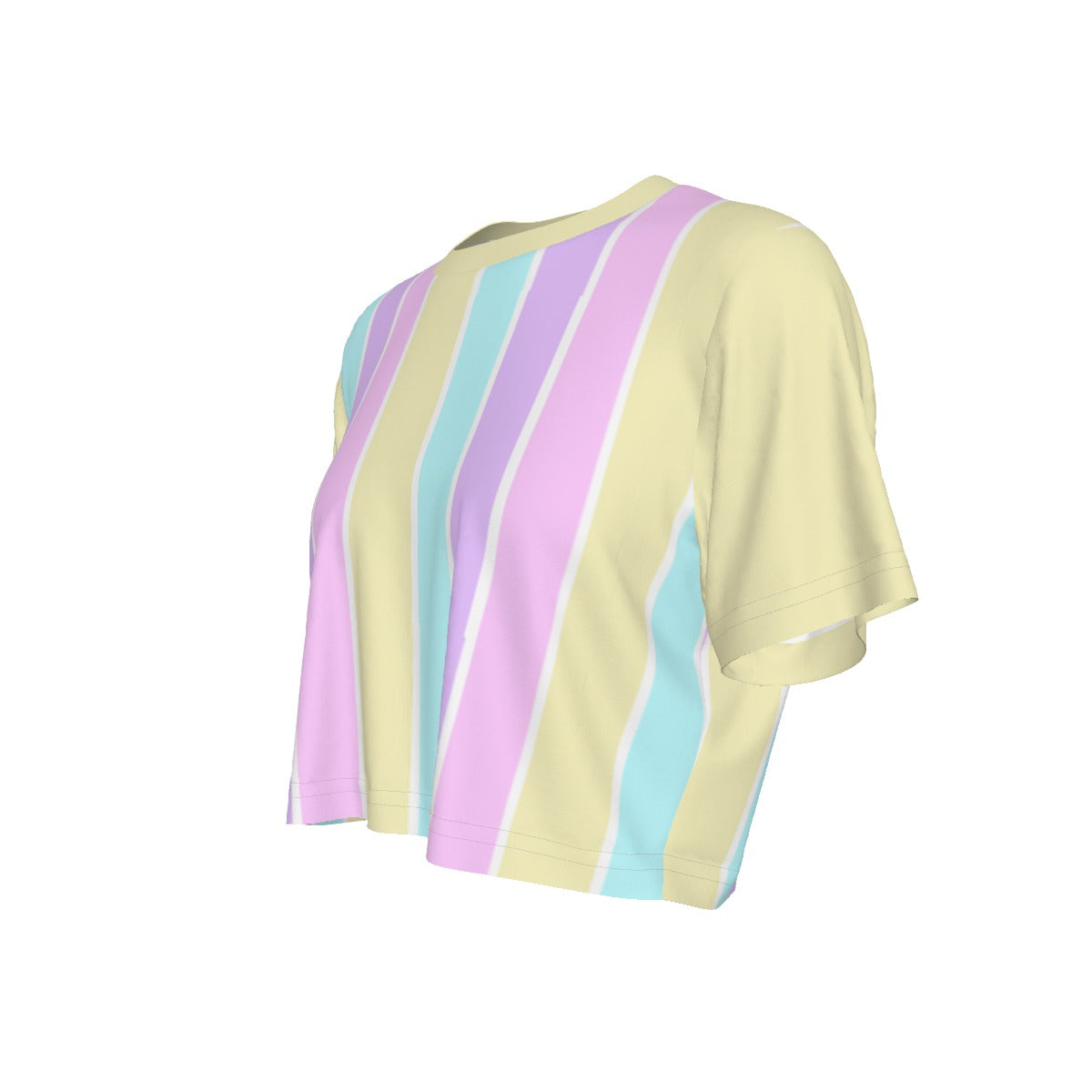 Pastel Stripes Yellow Crop Top T-Shirt