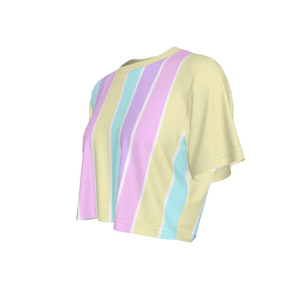 Pastel Stripes Yellow Crop Top T-Shirt