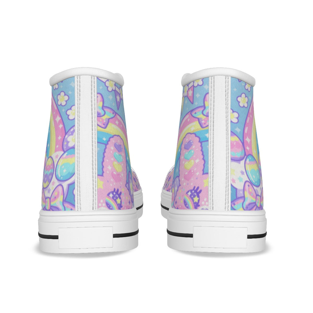 Magical Rainbow Easter Bunny Men's High Top Cutie Canvas Shoes