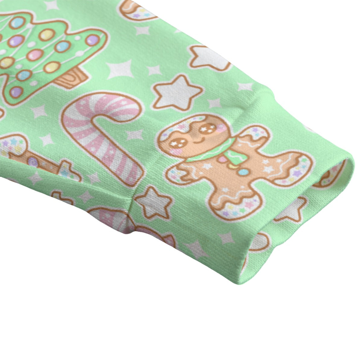 Kawaii Christmas Unisex V-Neck Knitted Fleece Button Up Cardigan With Pockets (Candy Mint Delight)