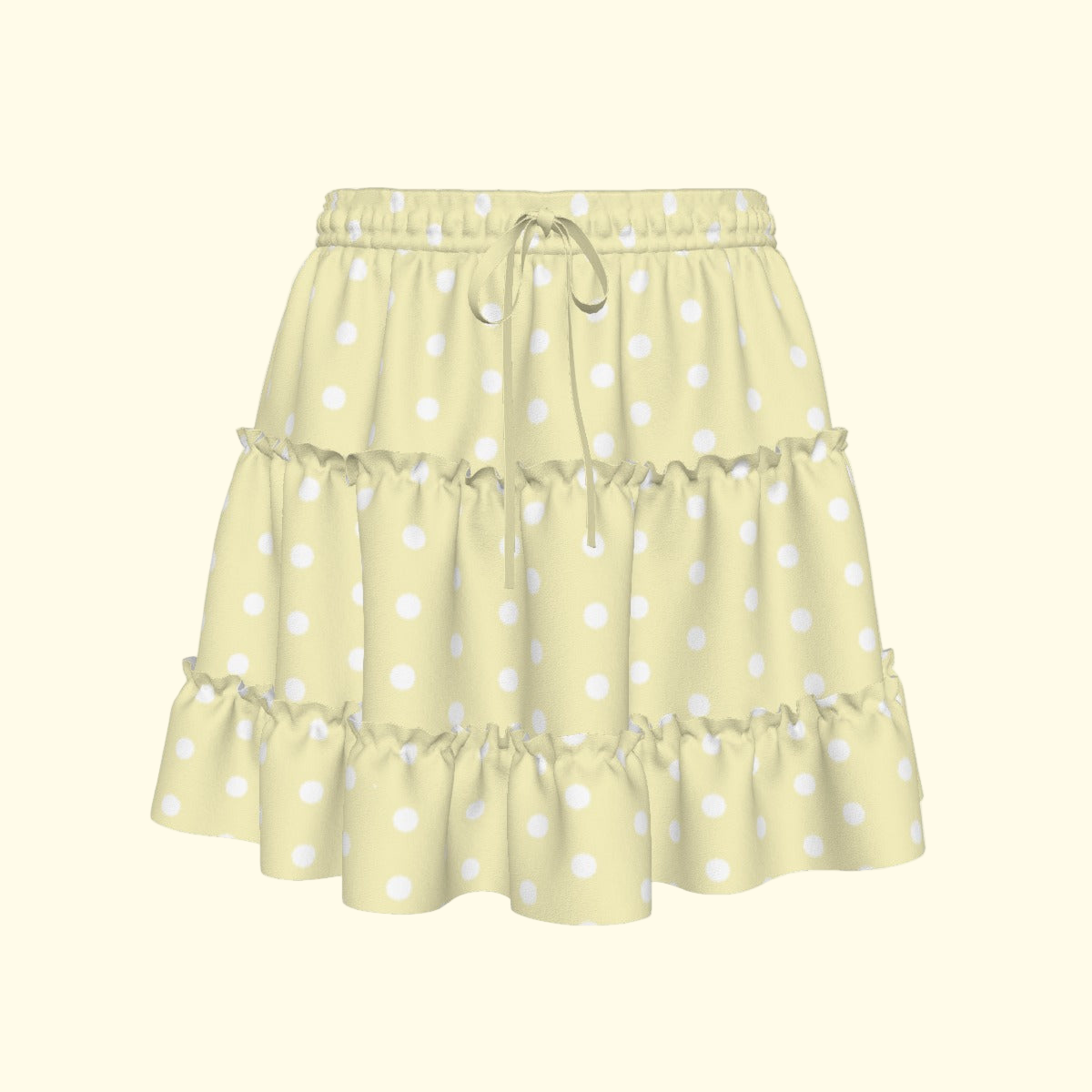 Cutie Polka Dots Yellow Waist Tie Tiered Ruffle Mini Skirt