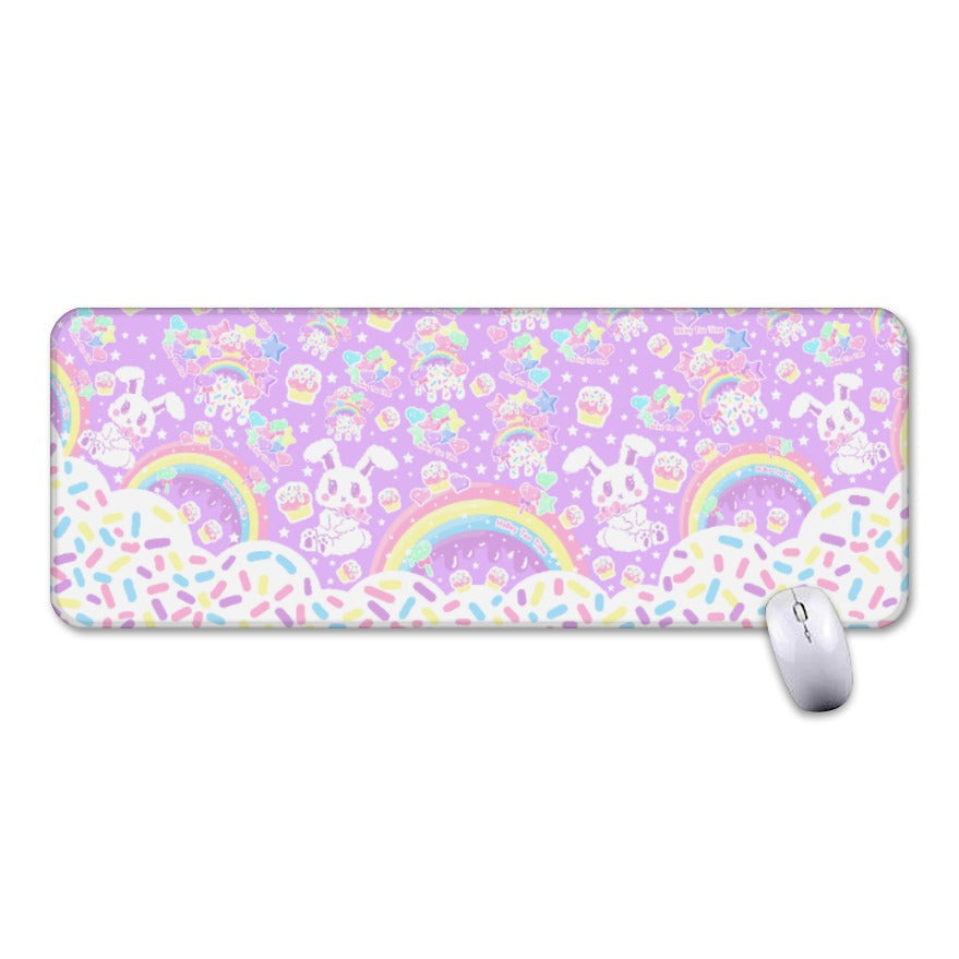 kawaii gamming mouse pad rainbows candy sweets cupcake bunny desk mat cute cutecore