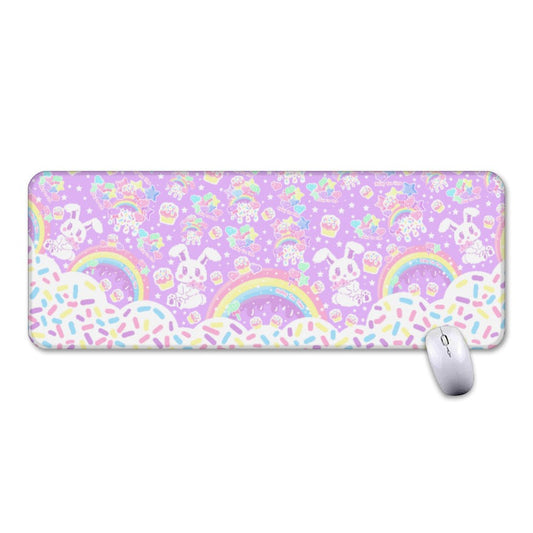 kawaii gamming mouse pad rainbows candy sweets cupcake bunny desk mat cute cutecore