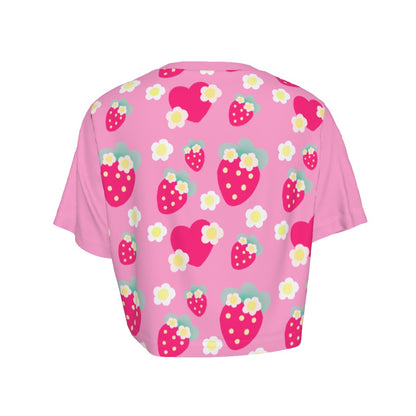 Strawberry Cutie Crop Top T-Shirt (Soda Pop Fruity Berry Pink)