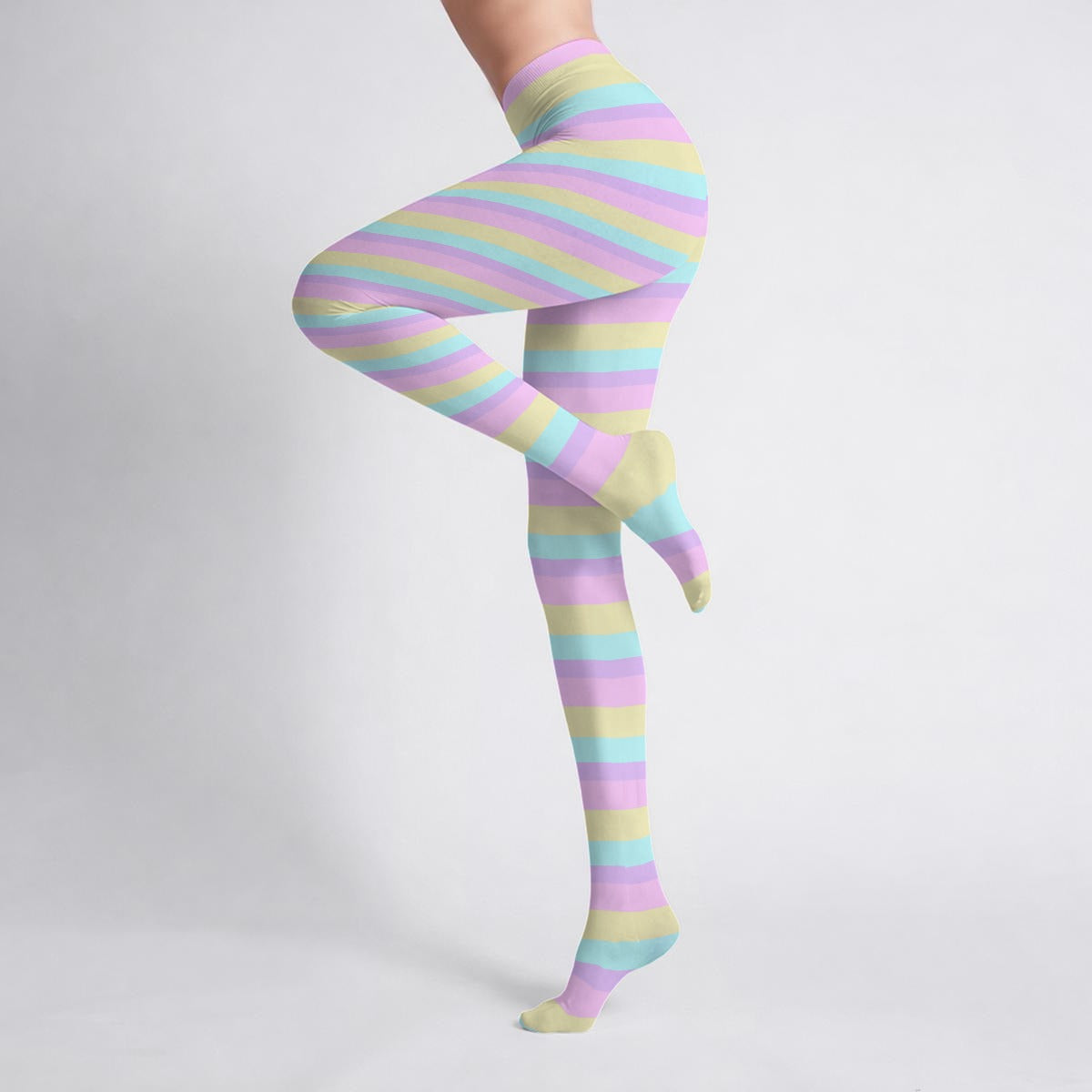 Pastel Stripes Stretchy Tights (Color Block)