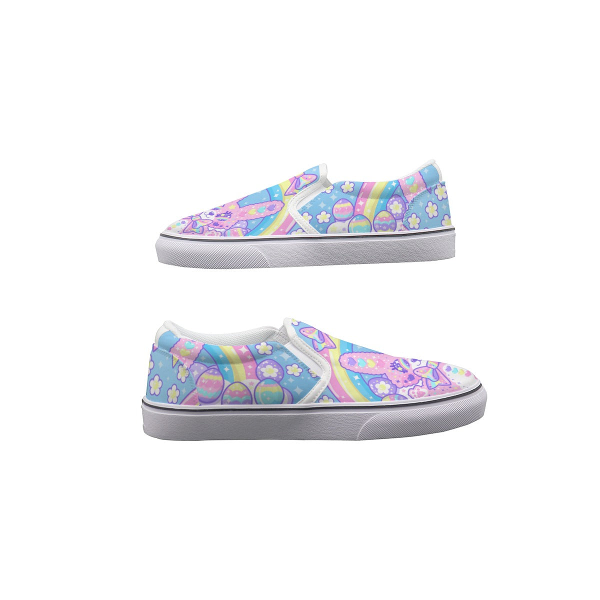 Magical Rainbow Easter Bunny Men's Slip On Canvas Sneaker Shoes