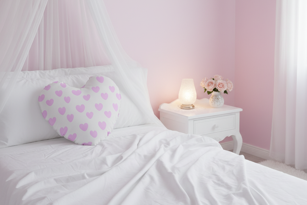 Sweet Love Hearts Heart Shaped Throw Pillow (Double Sided) (Pink x White)