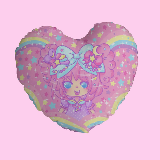 Bubbles Rainbow Land Heart Shaped Throw Pillow (Double Sided)