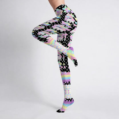 Rainbow Sweets Stretchy Tights (Cute Polka Dots Black)