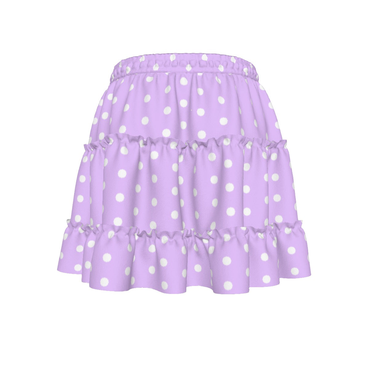 Cutie Polka Dots Purple Waist Tie Tiered Ruffle Mini Skirt